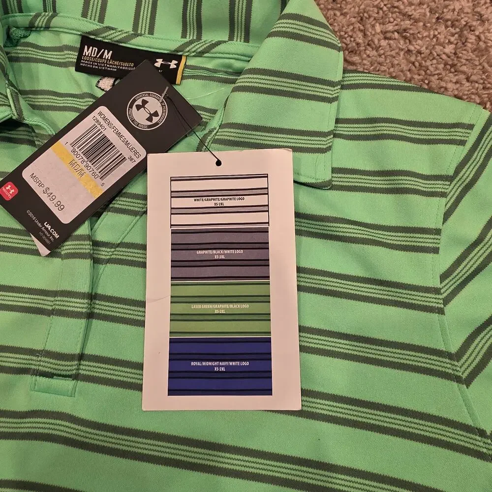 NWT Under Armour women's Tech Stripe HeatGear Polo Shirt sz M - Picture 4 of 4